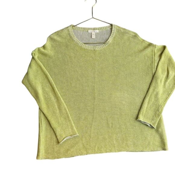 Eileen Fisher Size S Delave Organic Linen‎ Loose Knit Sweater Spring Green Light - Picture 5 of 12